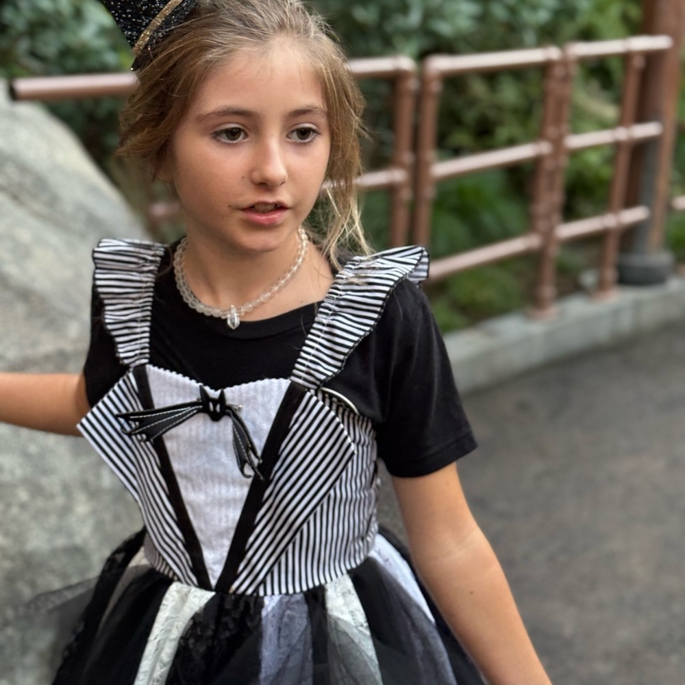 Nightmare Before Christmas Black and White Striped Kids Twirl Dress - Picture 2 of 8